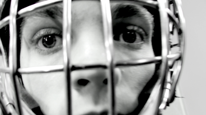 Goalie wearing mask