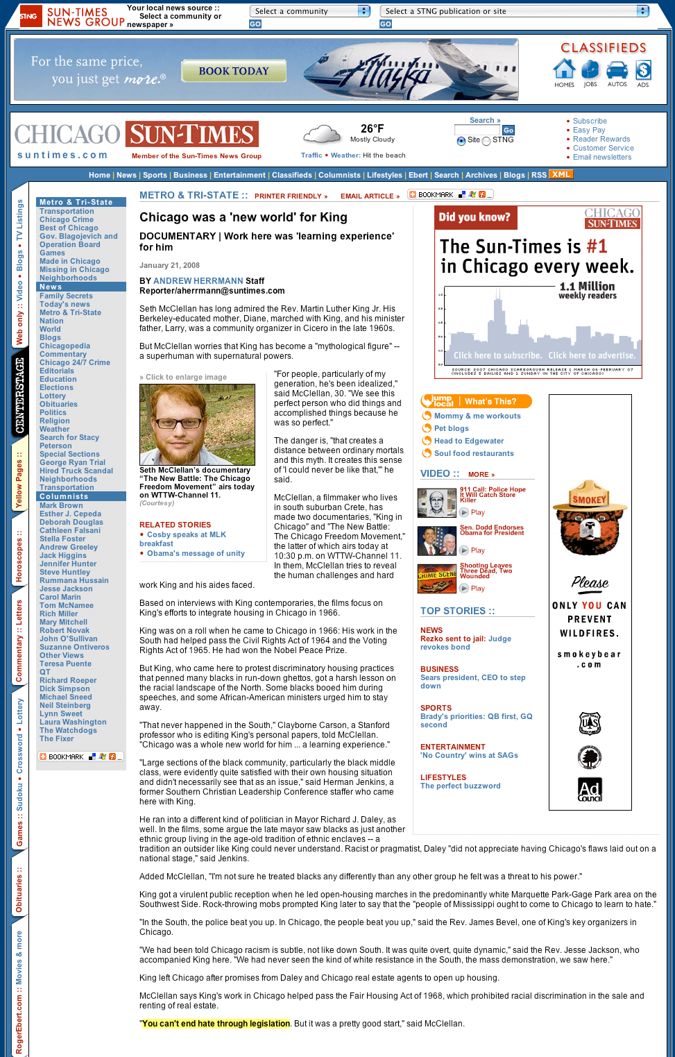 Chicago Sun-times article  January 21, 2008